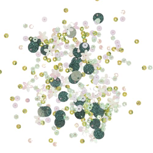 Craftelier - Grüne Blumengarten-Pailletten für Bastelarbeiten, Scrapbooking und Dekorationen | Blumen- und Kreisformen - verschiedene Größen | Farben Grün und Weiß von Craftelier