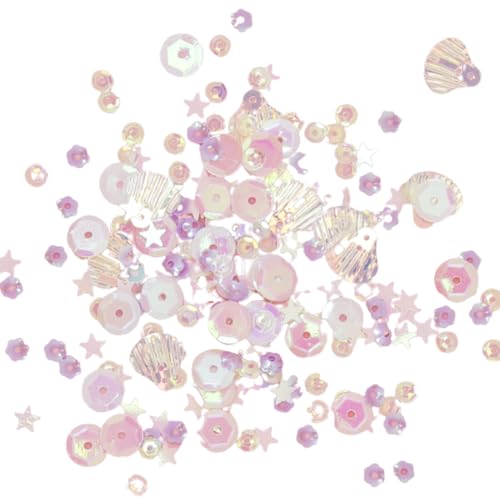 Craftelier - Lilac Navy Party Pailletten für Bastelarbeiten, Scrapbooking und Dekorationen | Muscheln, Kreise und Sterne - verschiedene Größen | Flieder und schillernde Farben von Craftelier