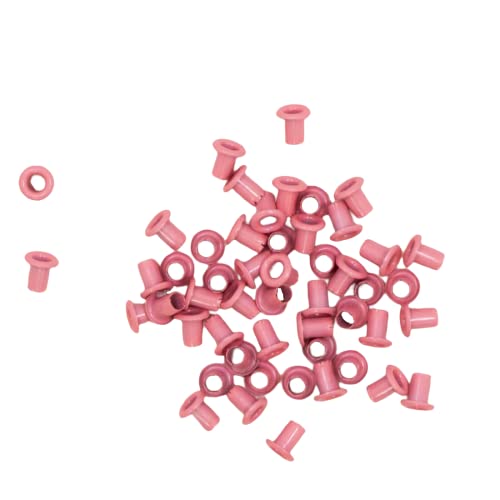 Craftelier - Set mit 50 Mini-Metallic Ösen Ideal für Scrapbooking und Bastelarbeiten | Geeignet für verschiedene Materialien | Größe Innendurchmesser 3 mm und Außendurchmesser 5 mm - Farbe Kaugummi von Craftelier