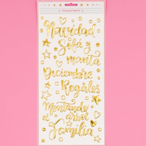 Craftelier - Puffy's Christmas Illustrations and Phrases Stickers in Spanisch zum Verzieren von weihnachtlichen Bastel- und Scrapbooking-Projekten : "All You Need Is Christmas" Kollektion : Goldfolie Craftelier - Puffy's Christmas Illustrations and Phrases Stickers in Spanisch zum Verzieren von weihnachtlichen Bastel- und Scrapbooking-Projekten : "All You Need Is Christmas" Kollektion : Goldfolie von Craftelier