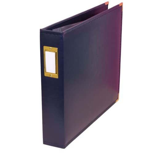 Craftelier Ringalbum aus Kunstleder und 5 Hüllen von 30,5 x 30,5 cm (12 x 12 Zoll), System mit 3 silberfarbenen Metallringen und Etikettenhalter, Größe 33 x 38,1 x 7,62 cm, Marineblau von Craftelier