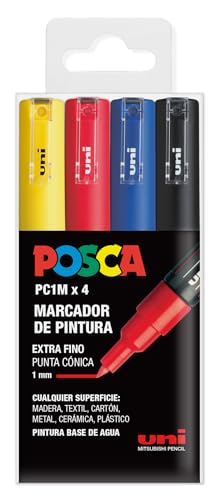 UNI Posca Etui mit 4 Markern, PC1M, Konischspitze, extra dünn, Grundfarben UNI Posca Etui mit 4 Markern, PC1M, Konischspitze, extra dünn, Grundfarben von Craftelier