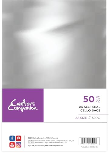 Crafter's Companion CC-CELB-A5 Self Seal Cello Bags-A5-Pack of 50 Clear Bags Crafter's Companion CC-CELB-A5 Self Seal Cello Bags-A5-Pack of 50 Clear Bags von Crafter's Companion