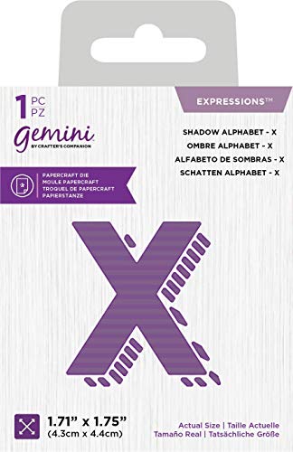 Crafter's Companion GEM-MD-EXP-SHDX Gemini – Metall-Stanzformen – Ausdrücke – Schatten-Alphabet X, silber, Einheitsgröße von Crafter's Companion