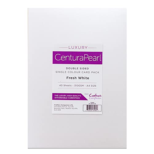 Crafter's Companion - Packung mit 40 Blatt Luxuriösen Fotokarton aus der Reihe Luxury Centura Pearl, Frisches Weiß, A4, 29.8 x 21.1 x 1.8 cm Crafter's Companion - Packung mit 40 Blatt Luxuriösen Fotokarton aus der Reihe Luxury Centura Pearl, Frisches Weiß, A4, 29.8 x 21.1 x 1.8 cm von Crafter's Companion