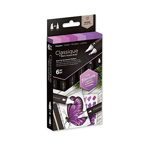 Crafter's Companion SPECN-CS6-PUR Spectrum Noir Classique Mischung Alkohol Marker Dual Nib Pens Set Purpur 6 Pack-Purples, Einheitsgröße, 6 stück von Crafter's Companion