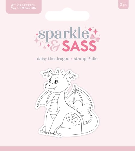Crafters Companion – Sparkle & Sass Stempel & Stanzform – Gänseblümchen der Drache von Crafter's Companion