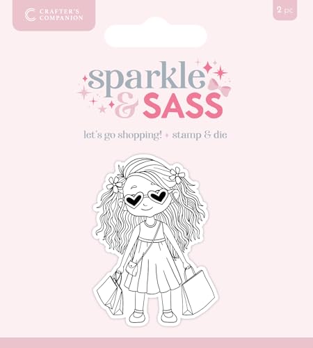 Crafters Companion – Sparkle & Sass Stempel & Stanzform – Let's go shopping! von Crafter's Companion