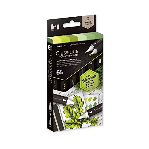 Spectrum Noir Classique Mischung Alkohol Marker Dual Nib Pens Set Greens 6 Pack - Greens von Crafter's Companion