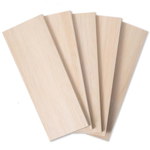 Craftiff Balsaholzplatten, 1,27 cm dick, 30,5 x 10,2 cm, unlackiertes Holzbrett, 5 Stück von Craftiff