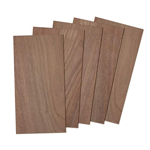 Craftiff Walnussholzplatten, dünnes Holz, schwarzes, dunkles unlackiertes Brett zum Basteln, 5 Stück von Craftiff