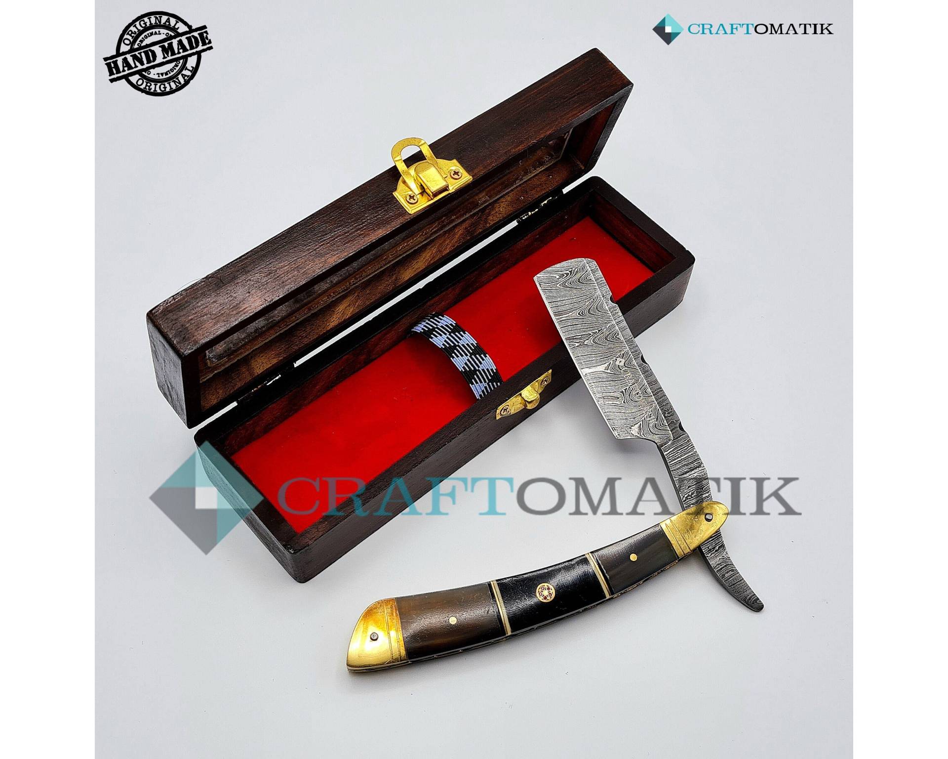 Rasiermesser | Damaszener Stahl Geschenk Set Hochwertig Herren Barber Razor Dbr34 Rasiermesser | Damaszener Stahl Geschenk Set Hochwertig Herren Barber Razor Dbr34 von Craftomatik