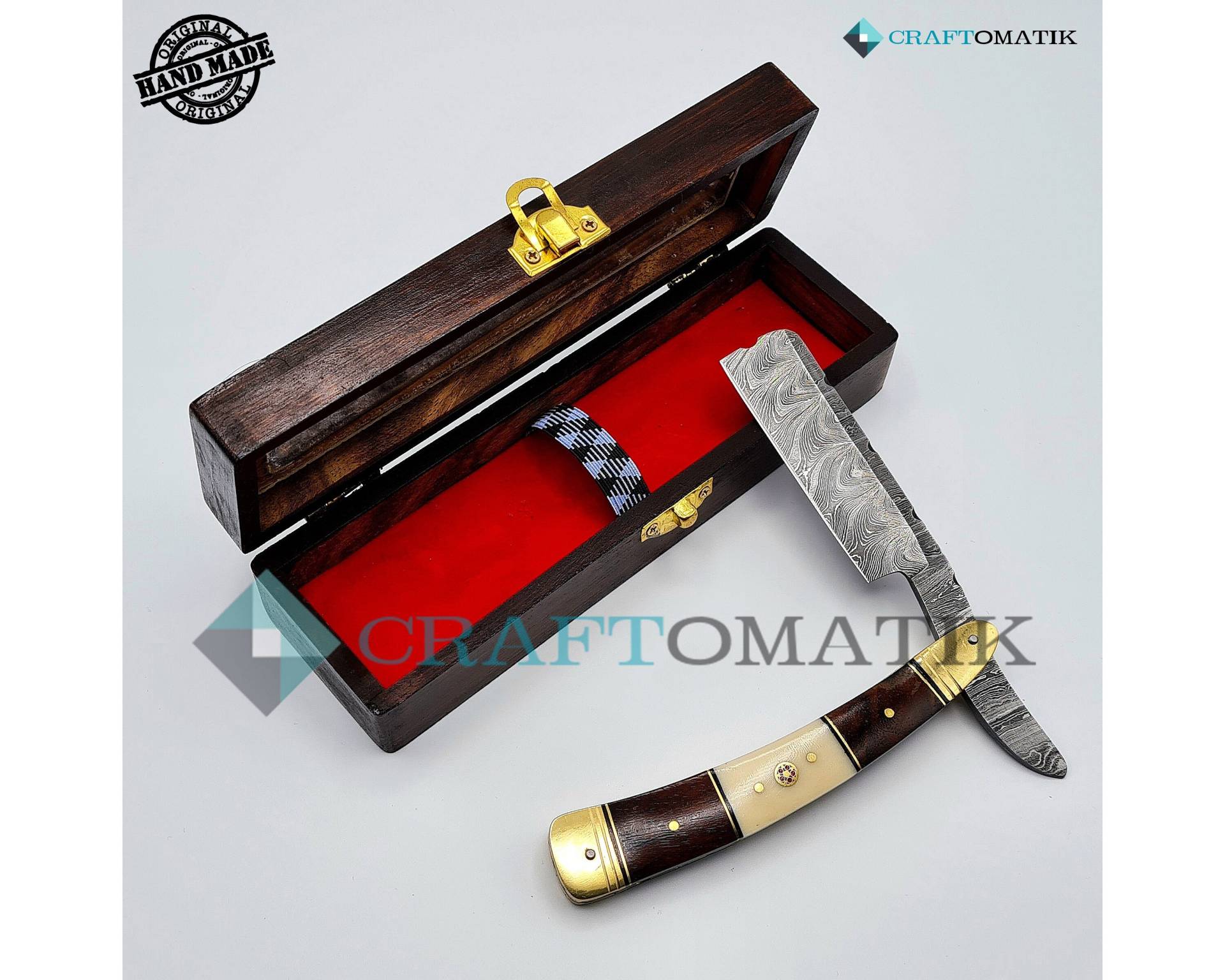 Rasiermesser | Damaszener Stahl Geschenk Set Hochwertig Herren Barber Razor Dbr39 Rasiermesser | Damaszener Stahl Geschenk Set Hochwertig Herren Barber Razor Dbr39 von Craftomatik