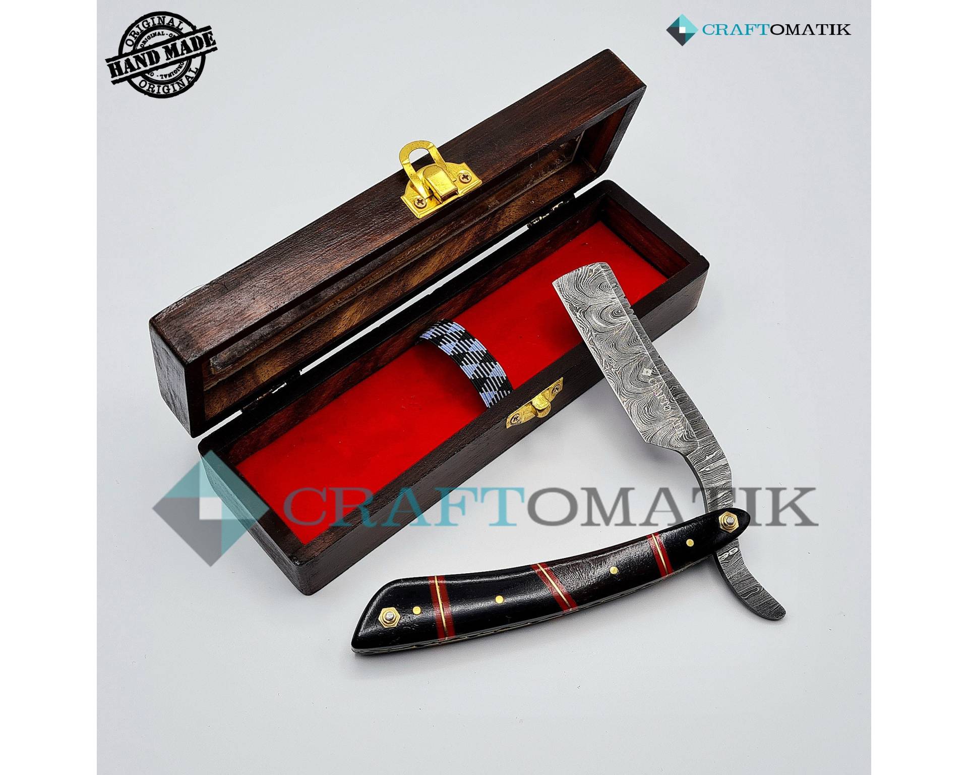 Rasiermesser | Damaszener Stahl Geschenk Set Hochwertig Herren Barber Razor Dbr56 Rasiermesser | Damaszener Stahl Geschenk Set Hochwertig Herren Barber Razor Dbr56 von Craftomatik