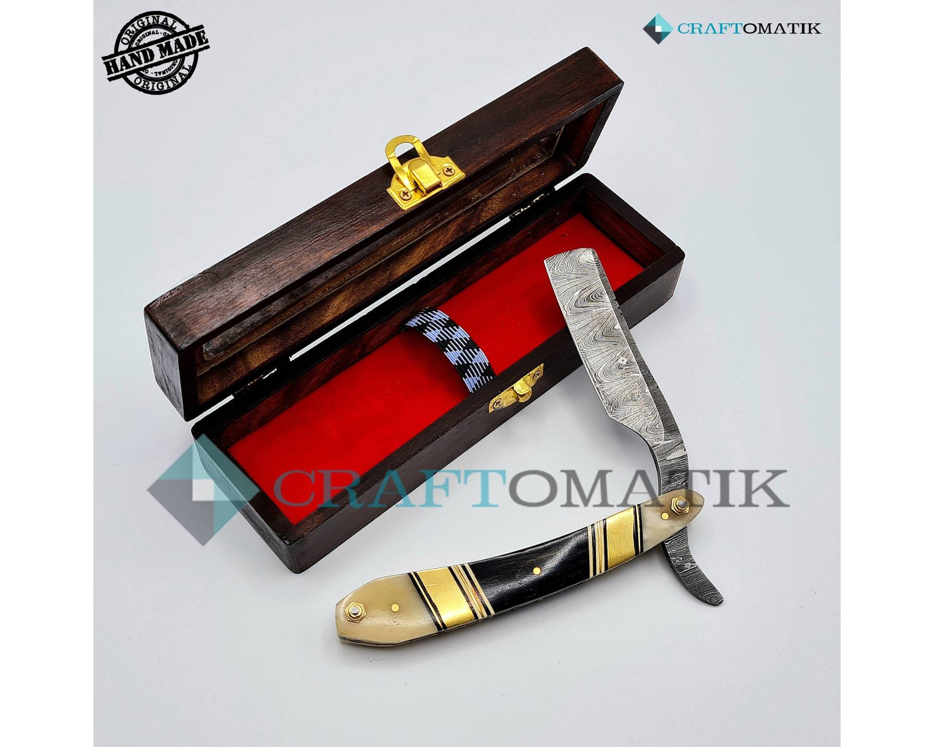 Rasiermesser | Damaszener Stahl Geschenk Set Hochwertig Herren Barber Razor Dbr58 Rasiermesser | Damaszener Stahl Geschenk Set Hochwertig Herren Barber Razor Dbr58 von Craftomatik