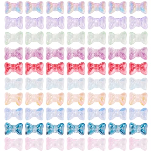 Craftora 100 Stück bunte Kristallglas-Schleifenperlen für Armbänder, 10 Farben, zum Backen bemalt, transparent, Mini-Schleife, Abstandhalter, Pony-Perlen, vertikales Loch, ästhetische Perlen für Craftora 100 Stück bunte Kristallglas-Schleifenperlen für Armbänder, 10 Farben, zum Backen bemalt, transparent, Mini-Schleife, Abstandhalter, Pony-Perlen, vertikales Loch, ästhetische Perlen für von Craftora