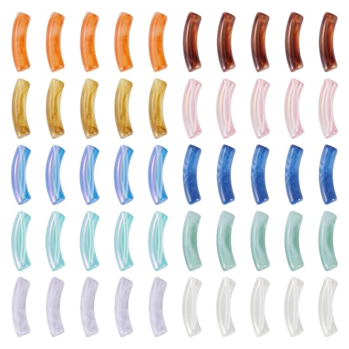 Craftora 100 Stück gebogene Bambusperlen aus Acryl, zweifarbig, lange Nudelröhren, Regenbogenperlen, schillernde Perlen für selbstgemachte Halsketten, Armbänder, Schmuckherstellung Craftora 100 Stück gebogene Bambusperlen aus Acryl, zweifarbig, lange Nudelröhren, Regenbogenperlen, schillernde Perlen für selbstgemachte Halsketten, Armbänder, Schmuckherstellung von Craftora