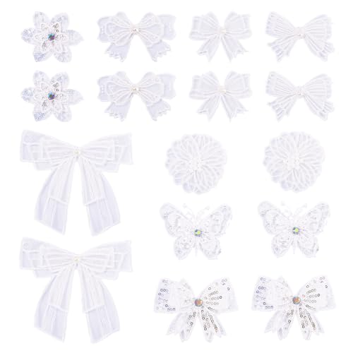 Craftora 16 Stück Schleifen-Aufnäher zum Aufbügeln, Schleife, Schmetterling, Blumen, Stickerei-Flicken, weiße Spitze, bestickt, zum Aufnähen von Kleidung, Kleidern, Rucksäcken, Hüten Craftora 16 Stück Schleifen-Aufnäher zum Aufbügeln, Schleife, Schmetterling, Blumen, Stickerei-Flicken, weiße Spitze, bestickt, zum Aufnähen von Kleidung, Kleidern, Rucksäcken, Hüten von Craftora