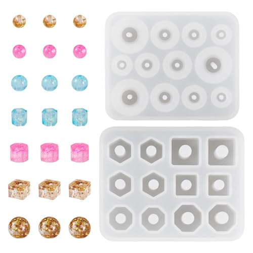 Craftora 2 Stück Perlen Harz Formen Runde Kugel Quadrat Perlen Silikonformen UV Epoxidharz Gießformen für DIY Handwerk Anhänger Schmuckherstellung Craftora 2 Stück Perlen Harz Formen Runde Kugel Quadrat Perlen Silikonformen UV Epoxidharz Gießformen für DIY Handwerk Anhänger Schmuckherstellung von Craftora
