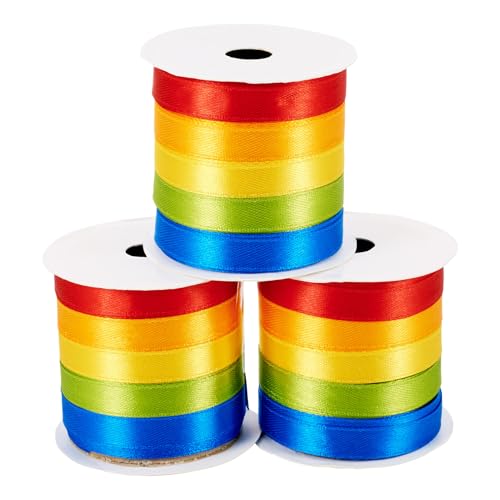 Craftora 30 m Regenbogen-Polyesterband, 10 mm, buntes doppelseitiges Satinband, Stoffbänder für Geschenkverpackungen, Hochzeit, Party, Dekoration, DIY Handwerk von Craftora