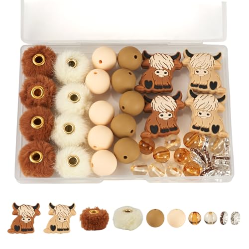 Craftora 44 Stück Silikonperlen in Tierform, Yak-Fokal-Abstandshalter, Kunstfell, Pompons, Perlen, runde Gummiperlen für Schmuckherstellung, Perlenstift, Bastelarbeiten Craftora 44 Stück Silikonperlen in Tierform, Yak-Fokal-Abstandshalter, Kunstfell, Pompons, Perlen, runde Gummiperlen für Schmuckherstellung, Perlenstift, Bastelarbeiten von Craftora