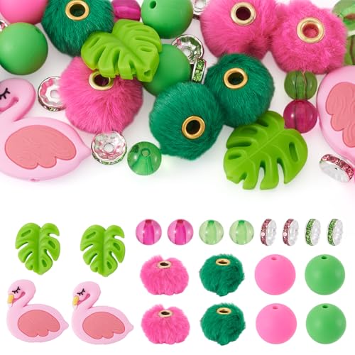 Craftora 44 Stück Tier-Silikonperlen, Flamingo-Blätter, Abstandshalter, Kunstfell, europäische Perlen für Schmuckherstellung, Perlenstift, Bastelarbeiten Craftora 44 Stück Tier-Silikonperlen, Flamingo-Blätter, Abstandshalter, Kunstfell, europäische Perlen für Schmuckherstellung, Perlenstift, Bastelarbeiten von Craftora