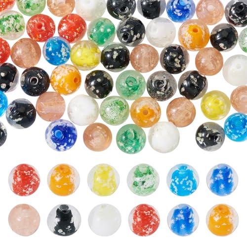 Craftora 50 Stück leuchtende runde Glasperlen, Abstandshalter, leuchten im Dunkeln, handgefertigte Kristallperlen für DIYArmbänder, Halsketten, Schmuckherstellung von Craftora