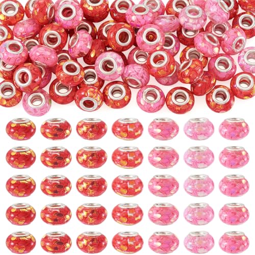 Craftora 70 Stück europäische Harz-Perlen mit großem Loch, glitzernde Rondelle-Perlen, transparente Abstandshalter-Perlen für Halloween, Weihnachten, DIY-Schmuck-Armbandherstellung Craftora 70 Stück europäische Harz-Perlen mit großem Loch, glitzernde Rondelle-Perlen, transparente Abstandshalter-Perlen für Halloween, Weihnachten, DIY-Schmuck-Armbandherstellung von Craftora
