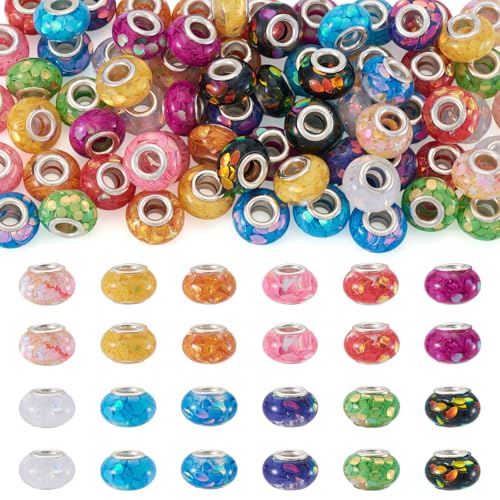 Craftora 72 Stück europäische Harz-Perlen mit großem Loch, Rondelle, Abstandshalter, bunte Pailletten, Perlen für Halloween, Weihnachten, DIY-Schmuck-Armbandherstellung Craftora 72 Stück europäische Harz-Perlen mit großem Loch, Rondelle, Abstandshalter, bunte Pailletten, Perlen für Halloween, Weihnachten, DIY-Schmuck-Armbandherstellung von Craftora