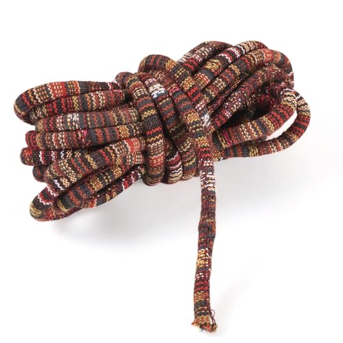 Craftora Bunte ethnische Stoff-Perlenschnur, Freundschaftsarmband, Seil, Nylon, rund, Bohemia, geflochtene Schnüre für Halsketten, Armbänder, Schmuckherstellung, passend für große Lochperlen (braun) von Craftora