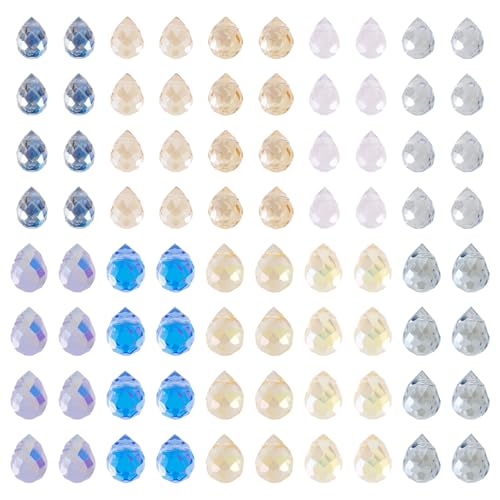 Craftora Galvanisierte Glasperlen, tropfenförmig, facettiert, bunt, glitzernd, Abstandshalter, Perlen für Bastelarbeiten, Armbänder, Schmuckherstellung, 100 Stück von Craftora