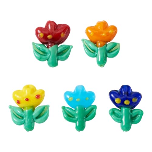 Craftora Glasperlen in Blumenform, Tulpen, Glasperlen, handgefertigt, Kristallperlen für Damen, DIY, Schmuck, Halskette, Armband, Basteln, 5 Stück Craftora Glasperlen in Blumenform, Tulpen, Glasperlen, handgefertigt, Kristallperlen für Damen, DIY, Schmuck, Halskette, Armband, Basteln, 5 Stück von Craftora
