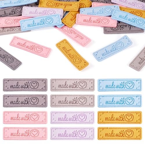 Craftora Handgefertigte Leder-Etiketten, Mikrofaser-Herz, geprägt, Häkeletiketten, bunt, mit Liebe, zum Basteln, Stricken, Nähen, Kleidung, Dekoration, 42 Stück Craftora Handgefertigte Leder-Etiketten, Mikrofaser-Herz, geprägt, Häkeletiketten, bunt, mit Liebe, zum Basteln, Stricken, Nähen, Kleidung, Dekoration, 42 Stück von Craftora