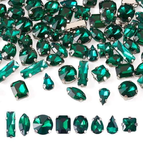Craftora Kristall-Strasssteine zum Aufnähen, Jadegrün, gemischte Formen, flache Rückseite, zum Aufnähen mit silberfarbener Kralle, für Kleidung, DIY, Handwerk, Schuhe, Kleid, Schmuckherstellung, 80 Craftora Kristall-Strasssteine zum Aufnähen, Jadegrün, gemischte Formen, flache Rückseite, zum Aufnähen mit silberfarbener Kralle, für Kleidung, DIY, Handwerk, Schuhe, Kleid, Schmuckherstellung, 80 von Craftora