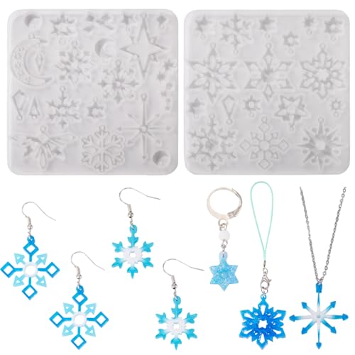 Craftora Schneeflocken-Silikonformen, Weihnachtsdekoration, Anhänger, Harzform zum Gießen von UV-Epoxidharz, Schmuckherstellung, Schlüsselanhänger, Basteln, 2 Stück Craftora Schneeflocken-Silikonformen, Weihnachtsdekoration, Anhänger, Harzform zum Gießen von UV-Epoxidharz, Schmuckherstellung, Schlüsselanhänger, Basteln, 2 Stück von Craftora