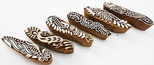 CraftsofIndia® Edles Bordürenmuster Henna Mehendi Druck Holzblockstempel (6er Set | von Crafts of India