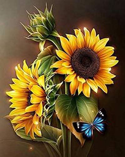 Crafts&Co® Diamond Painting Set, 5D Diamant Malerei, DIY, Malen nach Zahlen, Runde Dril Perlen, Wandbild, Kunsthandwerk für Zuhause, Wanddekoration (Sonnenblume, 30 x 40 cm) von Crafts&Co