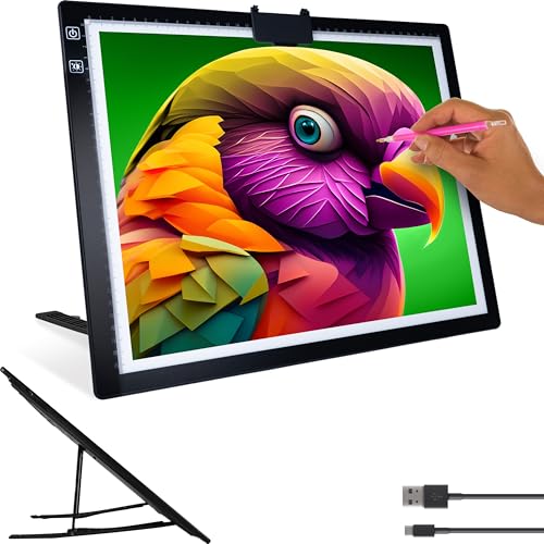 Crafts&Co® Lightpad A3 wiederaufladbar für Diamantmalerei, Zeichnung, Tätowierung | Dimmbares Lichtpad für Kinder und Erwachsene | Lichtpad LED mit USB | 470x345mm von Crafts&Co
