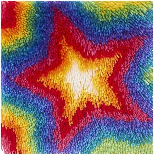 Knüpfhaken-Set, Stickerei, Basteln, 30,5 x 30,5 cm, Regenbogenfarben Knüpfhaken-Set, Stickerei, Basteln, 30,5 x 30,5 cm, Regenbogenfarben von CraftsFabrics