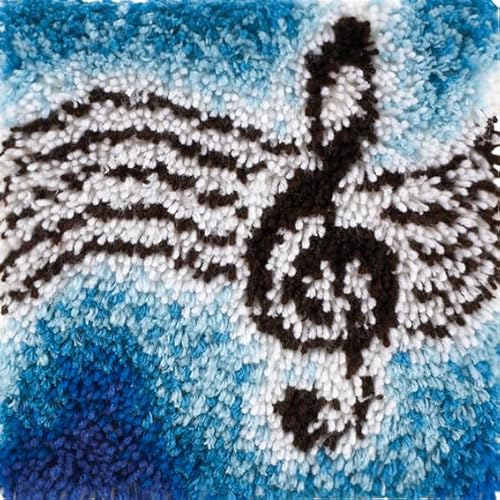 CraftsFabrics Knüpfhaken-Set mit Musiknoten, 30,5 x 30,5 cm, Acryl, moderner Stil, Uni-Erwachsene, nicht faltbar, Musikthema, hochwertige Materialien und benutzerfreundliche Anleitung (evtl. nicht von CraftsFabrics