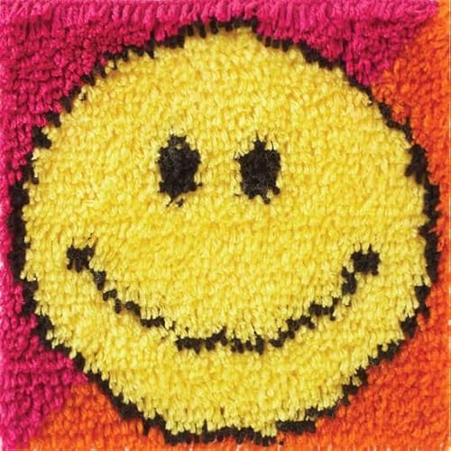 Knüpfhaken-Set für Erwachsene, Knüpfkissen-Sets und Sticksets für DIY-Handarbeiten, Knüpfhaken, Teppiche, Kissen, Matten, Bastelsets (Smiley) von CraftsFabrics