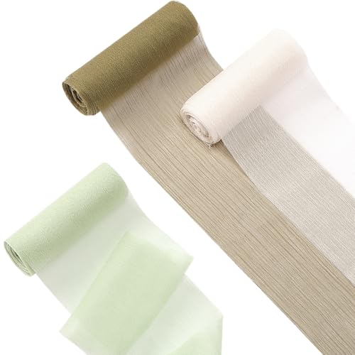 Craftsatin Chiffonbänder, handgefertigt, ausgefranste Fransen, Seidenbänder für Geschenke, Geschenkverpackungen, Hochzeitseinladungen, Brautsträuße, Bastelarbeiten, Party-Dekorationen, Grün, 3 Rollen Craftsatin Chiffonbänder, handgefertigt, ausgefranste Fransen, Seidenbänder für Geschenke, Geschenkverpackungen, Hochzeitseinladungen, Brautsträuße, Bastelarbeiten, Party-Dekorationen, Grün, 3 Rollen von Craftsatin