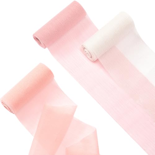 Craftsatin Chiffonbänder, handgefertigt, ausgefranste Fransen, Seidenbänder für Geschenke, Geschenkverpackungen, Hochzeitseinladungen, Brautsträuße, Bastelarbeiten, Partydekorationen, 3 Rollen, Rosa Craftsatin Chiffonbänder, handgefertigt, ausgefranste Fransen, Seidenbänder für Geschenke, Geschenkverpackungen, Hochzeitseinladungen, Brautsträuße, Bastelarbeiten, Partydekorationen, 3 Rollen, Rosa von Craftsatin