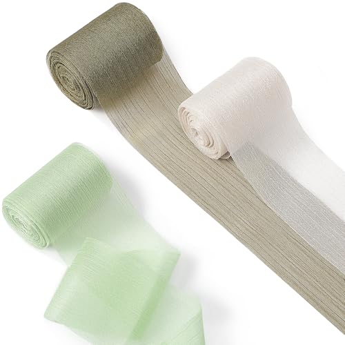 Craftsatin Chiffonbänder, handgefertigt, ausgefranste Fransen, Seidenbänder für Geschenke, Geschenkverpackungen, Hochzeitseinladungen, Brautsträuße, Bastelarbeiten, Partydekorationen, 3 Rollen, Grün Craftsatin Chiffonbänder, handgefertigt, ausgefranste Fransen, Seidenbänder für Geschenke, Geschenkverpackungen, Hochzeitseinladungen, Brautsträuße, Bastelarbeiten, Partydekorationen, 3 Rollen, Grün von Craftsatin