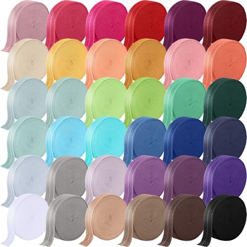 Craftsatin Elastisches Band zum Nähen, Binden, Gurtband, Stretchband für Haargummis, Stirnbänder, Handwerk, 140 m, 36 Farben von Craftsatin