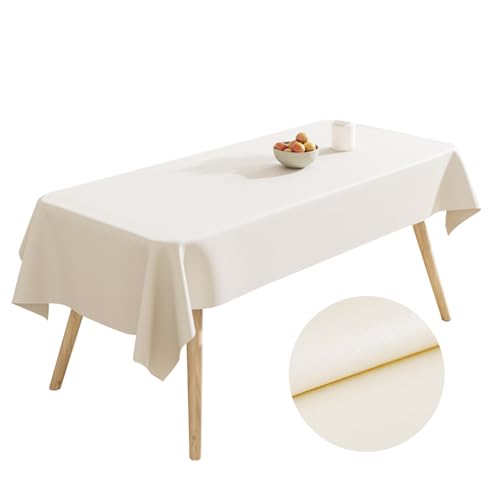 PU Leder Tischdecke (Lammfell Stil), einfache Pflege, wischen sauber, wasserdicht, Ölbeständigkeit, Fleckenbeständigkeit, für Esstisch, Kommode, Schreibtisch (Cremeweiß, 100X160CM) von Craftsboys