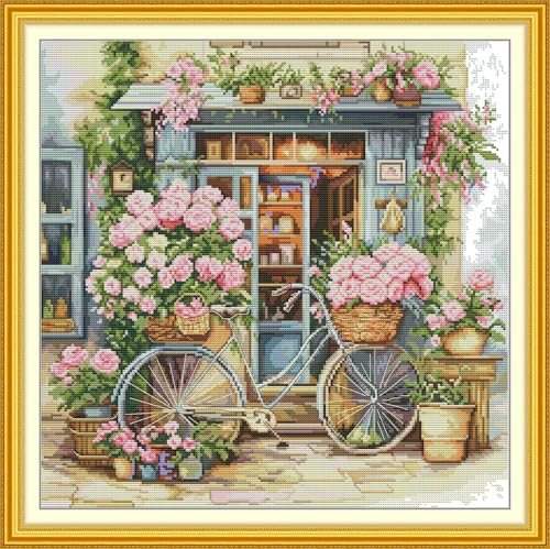 Craftstitch Kreuzstich-Set mit 11-fädigem Prägung für Erwachsene, vorgedrucktes Muster, einfache Sticksets für Anfänger, DMC-Garne, Nadelarbeiten, Floristen, 4, 56 x 56 cm von Craftstitch