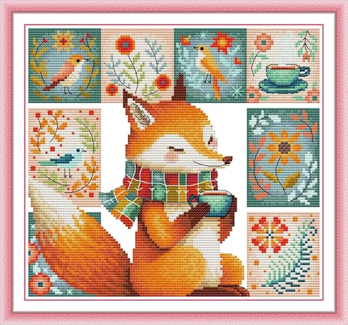 Craftstitch Kreuzstich-Set mit 11-fädigem Prägung für Erwachsene, vorgedrucktes Muster, einfache Sticksets für Anfänger, DMC-Garne, Nadelarbeiten, Kaffeefuchs, 37 cm x 35 cm Craftstitch Kreuzstich-Set mit 11-fädigem Prägung für Erwachsene, vorgedrucktes Muster, einfache Sticksets für Anfänger, DMC-Garne, Nadelarbeiten, Kaffeefuchs, 37 cm x 35 cm von Craftstitch