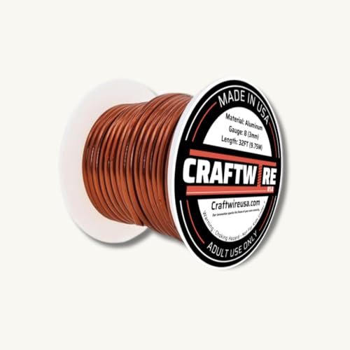 Craftwire USA : Hochwertiger brauner Aluminiumdraht, 8 Gauge, vielseitiger, weicher Draht zum Basteln, Formen und zur Schmuckherstellung, ideal für DIY-Projekte (8 Gauge, Braun, 10 m) von Craftwire USA