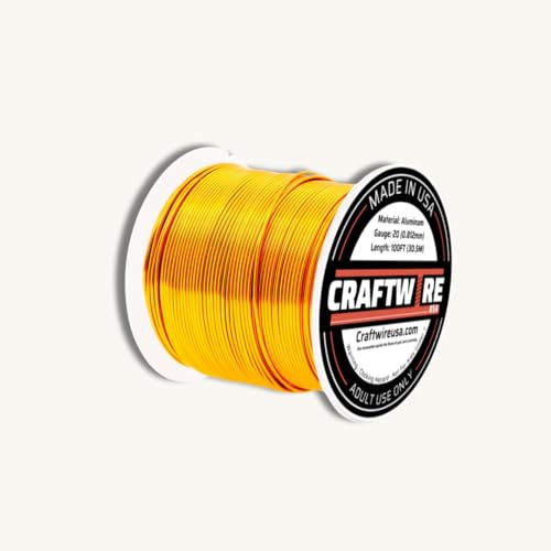 Craftwire USA Aluminiumdraht (20 Gauge, Gold, 30 m) – vielseitiger, weicher Draht zum Basteln, Formen und zur Schmuckherstellung – farbiger Kupferdraht – langlebig und einfach zu formen – ideal für von Craftwire USA